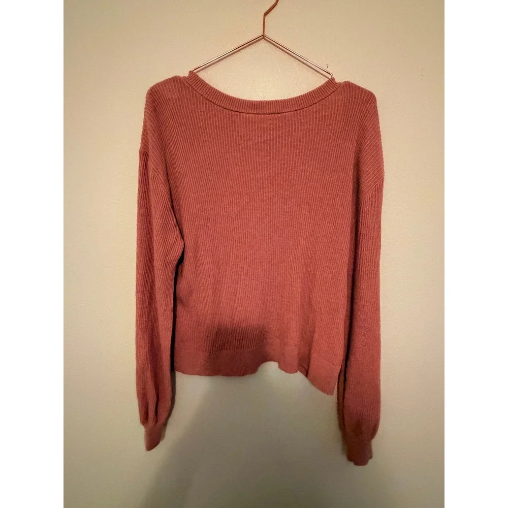 Lululemon reversible Crossover Sweater Size M Pink Ribbed LW3IU5S Pullover Knit